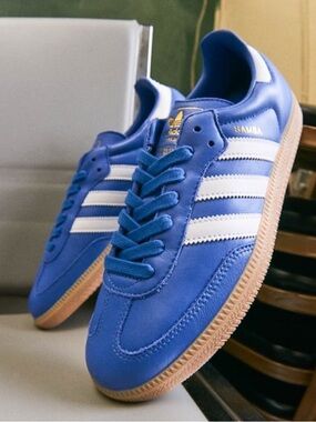 NIB Adidas Samba OG Blue/White Leather Unisex 6M/ 7.5W